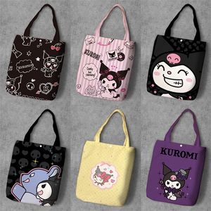 Kuromi Cartoon Student Printed Canvas Recycle Shopping Bag Large Capacity Customize Tote Fashion Ladies Casual Shoulder Bags 200919