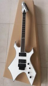 Custom Made Rich Warlock White Electric Guitar 24 Frets Tremolo Bridge, Active Pickup Black Hardware China Guitars Free Shipping