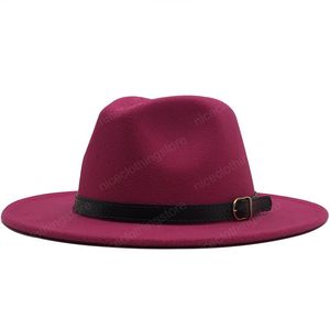 Gul vit fedora hattar för kvinnor imitation ull fedoras panama filt hatt vinter män jazz hattar trilby chapeau femme kepsar