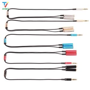 100pcs/lot 2 in 1 3.5 mm Jack Aux Audio Cable 1 Male to 2 Female Wire Splitter Y metal Extension Cable for Headphone Car Phone