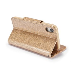 Glitter Fodral för iPhone 11 12 Mini 13 Pro Max XR XS Bling Läder Plånbok Telefonkort Ställ Flip Cover 6s 7 8 Plus Capa