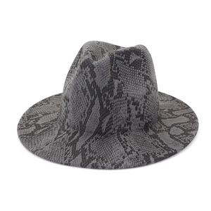 Autumn Winter Snake Pattern Jazz Fedora Hats Wool Felt Cap Wide Brim Chapeu Panama Party Formal Hat for Men Women