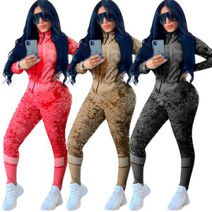 Kvinnor Tracksuits Två bitar Outfits Långärmad jacka Byxor Ladies Nya Modebyxor Ställ sportkläder Ny typ Hot Selling KLW5081