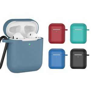 Mode Silikon Air Pods Headphone Set Anti-Fall Belt Hook Case med hängande spänne hörlurs headset box för äppel airpods 1 2