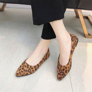 New Woman fêmea de leopardo Loafer Toe Mom derrapante sapatos Imprimir Flats Mulheres Flock Apontado No Ladies Casual Confortável Womens calçado ZlgS #