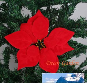 10/13 / 15/17/20/22cm Juldekoration Konstgjorda blommor Silke Blommor Jul Poinsettia Blomma Heads Röd / Guld / Silver Multicolor CF04