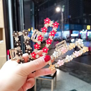 metal 1Pcs large Arrive New grip clip colored flowers rhinestone hairpin Pan Claw For Women girl Hair accessories Headdress