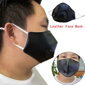 Leather Face Mask Fashion With Breathing valve Breathable PU Protective Masks Dustproof Washable Reusable Mouth Masks DHL Free Shipping