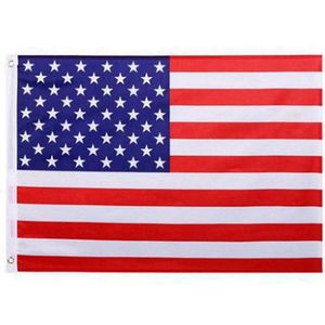 50PCS American Flag USA Garden Office Banner Flaggor 3x5 ft Banner Kvalitet Stjärnor Stripes Polyester Sturd Flagga 150 * 90 cm