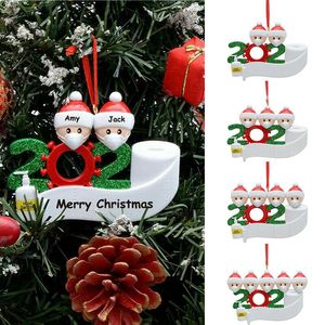 2020 Festa de Natal Quarentena Decoração Xmas New Yea presente Papai Noel Com máscara de argila macia personalizada do ornamento de suspensão