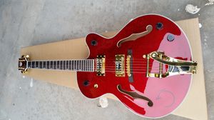 Custom shop.F guitarra eléctrica de jazz de cuerpo hueco, guitarra personalizada estándar de color rojo, diapasón de palisandro gitaar personalizado.