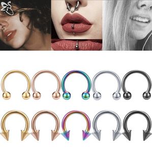 ZS 5 Pcs/lot Stainless Steel Nose Ring Spike Nose Piercings Helix Ear Piercing For Women Men Septum Rings Body Piercing Jewelry