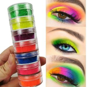 Neon Eye Shadow Makeup 6 colors Set High Pigment Matte Mineral Powder Lasting Eyeshadow Nail Powder
