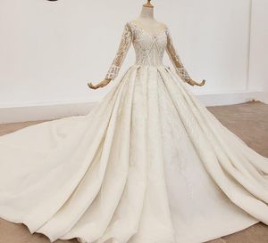 高級城のウェディングドレス習慣の結婚式のドレス高品質の台車の手作りのブライダルガウンビーズスイープ列車vestidos de Novia