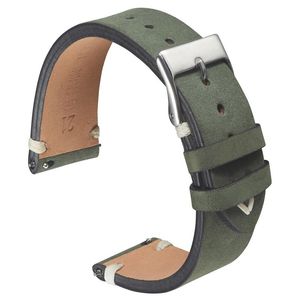 Mat Deri Watch Band Askı 20mm 21mm Yeşil Koyu Kahverengi Seude Deri İzle Sapanlar Yumuşak El Yapımı Bilek Bantları