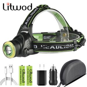 XM-L T6 COB LED Headlamp Zoom Reflektor 18650 Bateria USB Akumulator do połowów Latarka Lampa Latarka Wodoodporna Światła