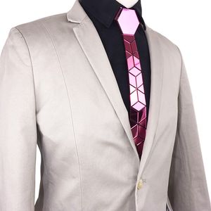 Nackband akryl spegel män glänsande slips mode smycken rosa mager diamant pläd geometriska smala bling bling1