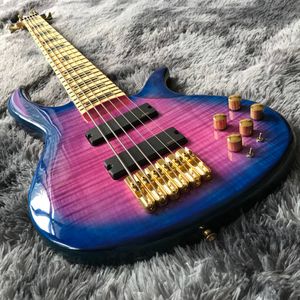 Custom Made Dostarcz Gitara Z Złotym Sprzętem 6 String Aktywna Naturalna Gitara Basowa Darmowa Wysyłka