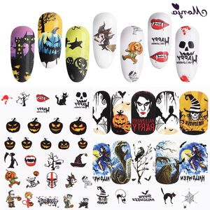 Nail Art Stickers för Halloween Jul Designs Nail Water Transfer Stickers Nail Tips Dekaler DIY Dekorationer Set