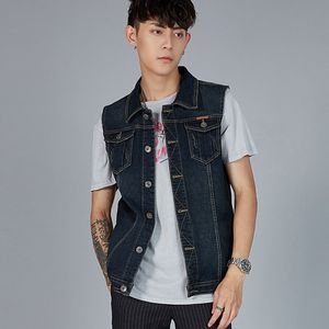 Erkek Yelek Siyah Mavi Denim Kovboy Yelek Erkekler Kolsuz Rahat Büyük Boy 5XL 6XL 7XL 8XL Veste Jile Homme Uomo Kamizelka Chaleco T200910