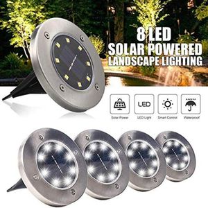 IP65 Impermeabile 8 LED Lampada da terra per esterni solare Paesaggio Prato Cortile Scala Sotterraneo Sepolto Luce notturna Decorazione del giardino di casa HHF867