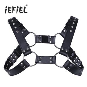 Belts IEFiEL Sexy Men Lingerie Faux Leather Adjustable Body Chest Harness Bondage Costume With Buckles For Men's Clothing Accessories