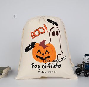 Cartoon Drawstring Bag Halloween Shoulder Bags Candy Presentsäck Pumpa Fold Canvas Halloween Jul Hög kvalitet