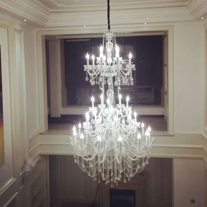 Hotel grande lampada di cristallo lampada a candela di lusso lampadario per scale Vetrina lampadari per camera da letto lampadario per tromba delle scale duplex Apparecchio di illuminazione