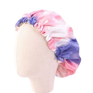 Kinder Kinder Girl Bonnets Satin Satin Caps Verstellbare Nachthüte Druck Mütze Haarpflege Mode Accessoires