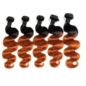 Dhgate Beste Qualität Brasilianische Ombre Human Hair Bündel 5 stücke 500g Los Unverarbeitetes reines Reines Haarmaterial Gemacht Von One Donor Color # 1B/30