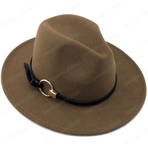 Simple Wool Women Outback Fedora Hat For Winter Autumn ElegantLady Floppy Cloche Wide Brim Jazz Caps Size 56-58CM