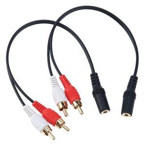 Cabos de áudio estéreo de 3,5 mm de jack fêmea a 2 soquete masculino RCA para fone de ouvido 3.5 ADAPTOR ADAPTOR TABE