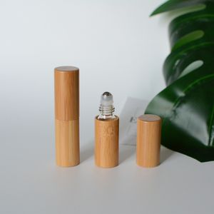 Mini 5ml 10ml Natural Bamboo Wooden Roller Bottles Cosmetic Empty Lips Oil Rolling Ball Tubes Bulk