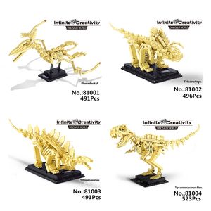 Decool 81004 81002 81003 81004 Dinozor Fosil Tyrannosaurus Rex Triceratops Pterosaur Stegosaurus Yapı Taşları Tuğla Noel Oyuncaklar