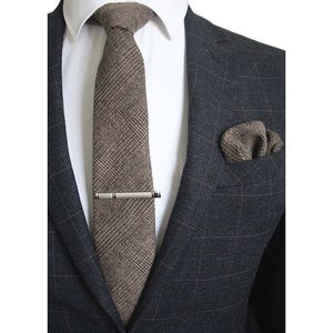 Corbatas del cuello Guslesson cm Lazo de lana Corbata de tela escocesa sólida para hombres Cravamas de calidad Cashmere y pañuelo conjunto Traje Fiesta de boda