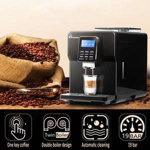W pełni automatyczna ekspres do kawy Espresso Coffee Materiał Materiał do kawy 19BAR Steam Coffee Maszyna Automatyczne Cappuccino Latte Włoska Kawa