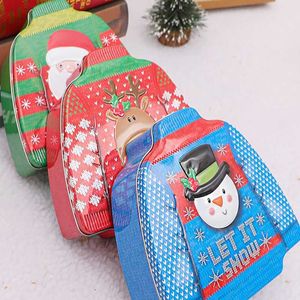 Juldekorationer präglade tennplatta tomma burkar Candy Cookie Presentförvaringsbehållare Dekorativ låda