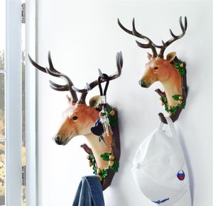 European style creative porch Hooks living room bar background three dimensional Home Storage simulation deer head pendant wall decoration