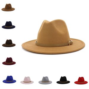 Fashion High Quality Felt Vanliga Breda Brim Panama Kepsar Kvinnor Höst Ullfilt Top Jazz Hat