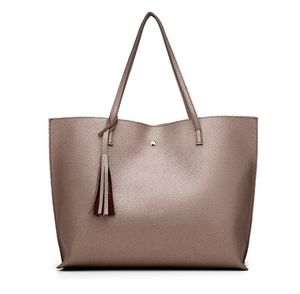 New shopping bag fashion women's tassel simple shoulder bag large capacity Tote Bag handbag