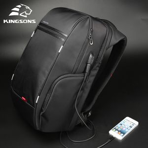 Kingsons 15"17" Laptop Backpack External USB Charge Computer Backpacks Anti-theft Waterproof Bags for Men Women 200918