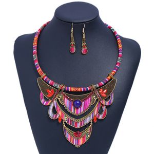 Popular retro étnica tribal jóias pano padrão brincos de duas peças conjunto acessórios mulheres