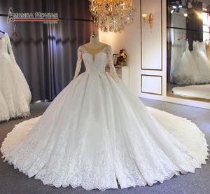 ROBES DE SOIREE Longue Big Ball Gown Wedding Dress With Luxury Long Train