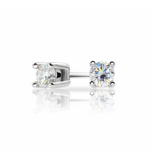 EF Round Cut Total 0.2ct Diamond Test Passed Moissanite 18K Gold Plated 925 Silver Earrings Jewelry Girlfriend Gift