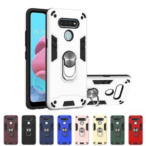 Casos de telefone à prova de choque para cobrir caso LG K51 Q51 K31 K40 K50 para LG V60 thinq 5G Armadura caso com anel titular Kickstand