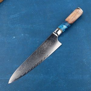 8 Inch Utility Kitchen Knife VG10 Damascus Steel Chef Knives Gift Box Cleaver Cutting Meat Chef Knife With Wooden Resin Handle