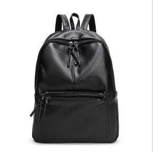 Ny läder axel ryggsäck för kvinna stor kapacitet resa ryggsäck preppy stil schoolbag handväska