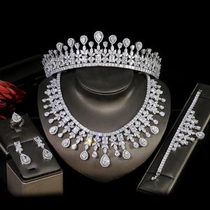 New Nigeria 5-piece zirconia jewelry for women's luxury Dubai crystal party wedding crown jewelry Wedding Accessories