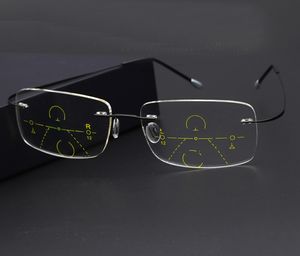Freeshipping Smart Progressive Multifocal Photochromic Reading Glasses near and far Multifunction rimless glasses Bifocal Eyewear