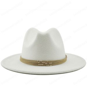 Wool Jazz Fedora Hats Casual Men Women Leather Suede belt Felt Hat white pink yellow Panama Trilby Formal Party Cap 58-61CM